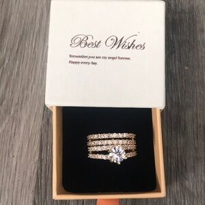 Ring Gold-tone Clear Crystal Bridal Ring Set - Ring